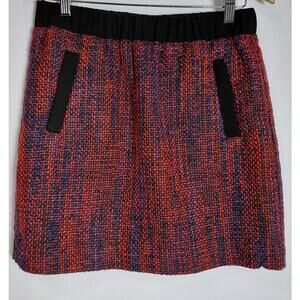 LOFT PETITES Tweed Skirt Red Black Women Size SP